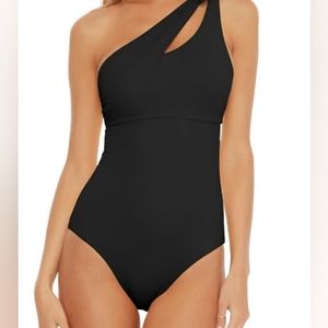 BECCA BY REBECCA VIRTUE Black Asymmetrical One Piece Swimsuit